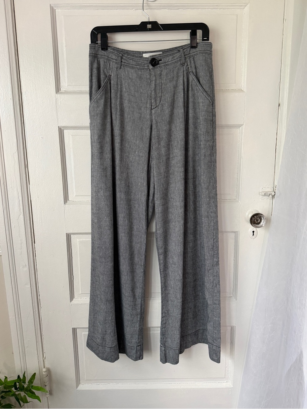 Anthropologie Linen Blend Wide Leg Low Rise Pants Relaxed Fit Minimalist‎ Boho